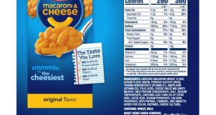 Kraft macaroni and cheese nutrition facts label